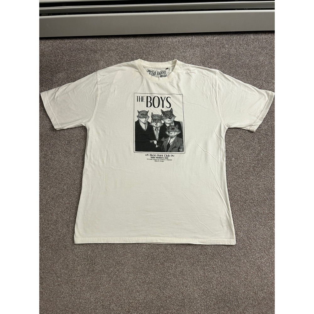 AKOO Brand The Boys Graphic Tee Mens 3X Off-White Excellent Wolf Hunt Club Shirt